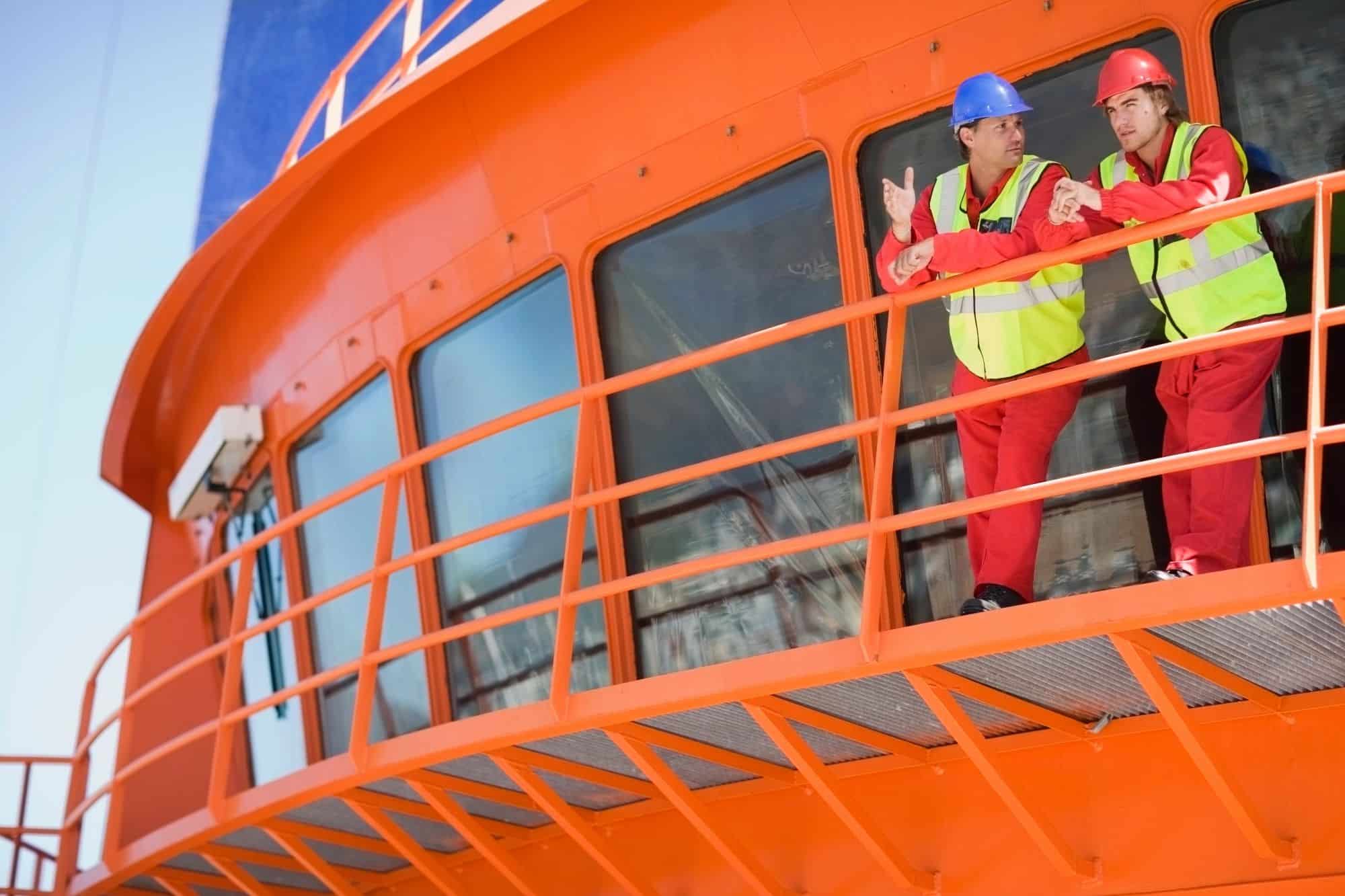Cadet trainee gaining hands-on maritime experience aboard North Sea Shipping offshore vessel.